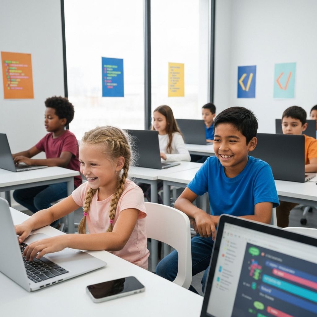 Kids learning to code at Coding Sprout